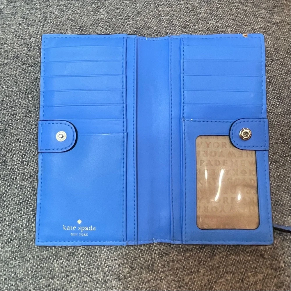 Kate Spade Stacy Bay Street Bifold Leather Wallet color Alice blue